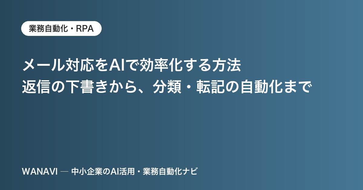 メール対応をAIで効率化する方法｜返信の下書きから、分類・転記の自動化まで