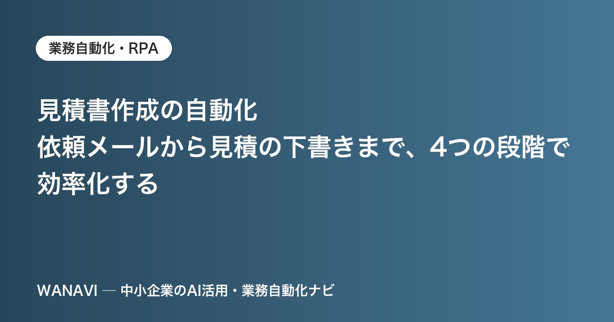 見積書作成の自動化｜依頼メールから見積の下書きまで、4つの段階で効率化する